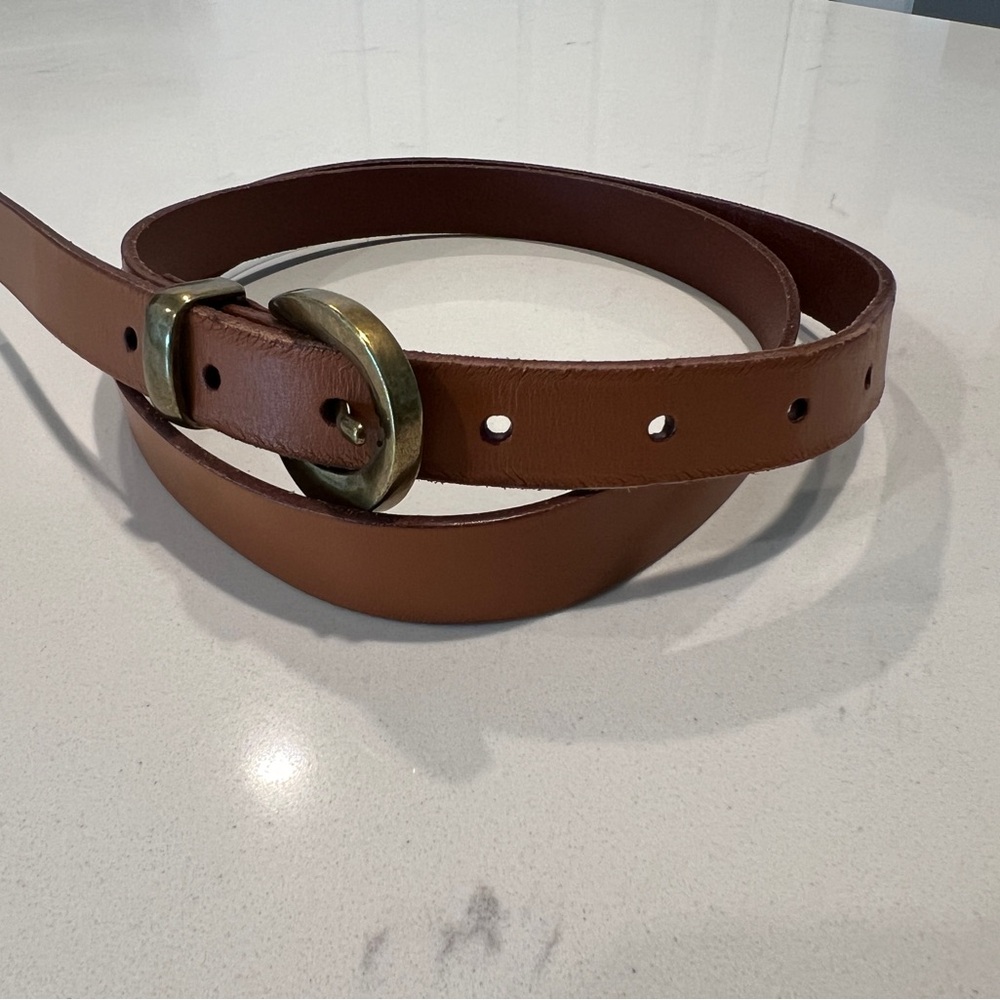 Madewell Women's Chunky Buckle Skinny Leather Belt Desert Camel